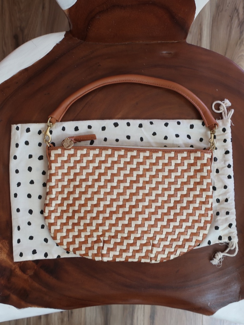 Clare V. Petit Moyen in Natural Cream Woven Zig Zag - Picture 11 of 11